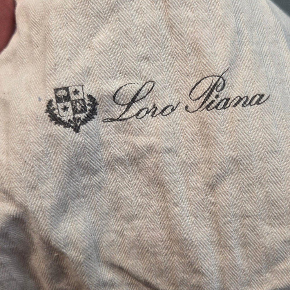 Loro Piana Authentic Cotton Dust Bags Set of 2 Cream Herringbone Drawstring